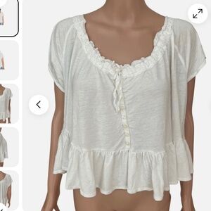 Free People Charlie Ruffled Relaxed T-Shirt In large